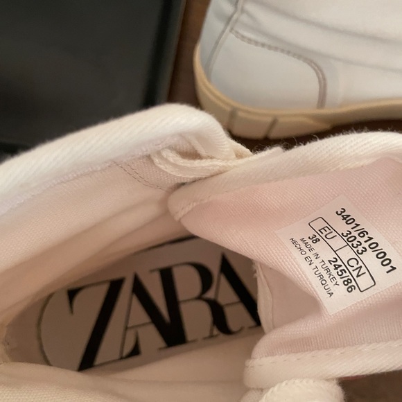 Zara White Canvas High-Top Sneakers - Picture 6 of 7
